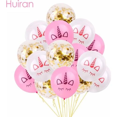 Huiran Unicorn Balloon Pink Confetti Baloon Unicorn Birthday Party Decor Kids Latex Ballon Unicorn Party Supplies Baby Shower