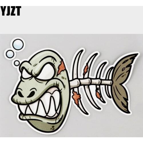 YJZT 14.5CM×10.3CM Stylish Zombie Fish Waterproof Car Sticker PVC Decal 11C-0164