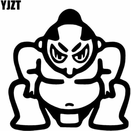 YJZT 14X14CM Cartoon Sumo JDM Vinyl Decal Car Sticker Art Pattern Black/Silver C26-0023