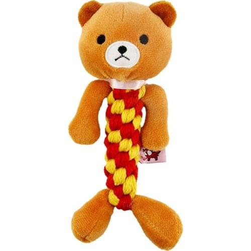 A Funny Dog Cotton Rope Knot Toy Chew Squeaky Toys Interactive Training Molar for Small Dogs Cats Yorkies Accessories Supplies