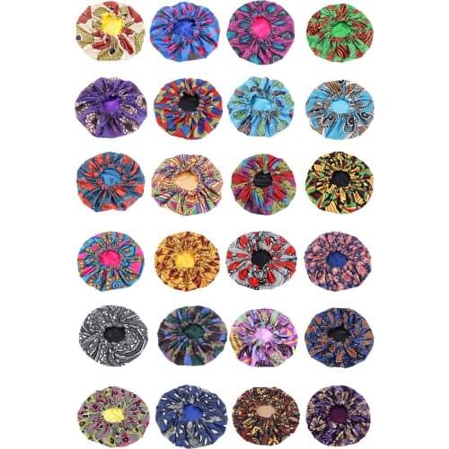 Women Extra Large Satin Bonnet Ankara Print African Pattern Bonnet Wholesale Night Sleep Cap Double Layer Headwear
