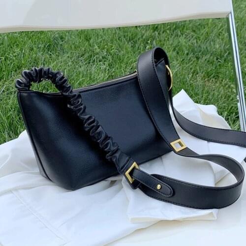 Ladies Leather Shoulder Bags Luxury Designer Crossbody Bags for Women Vintage Handbag Solid Hobos Bag Female Messenger Bag Sac