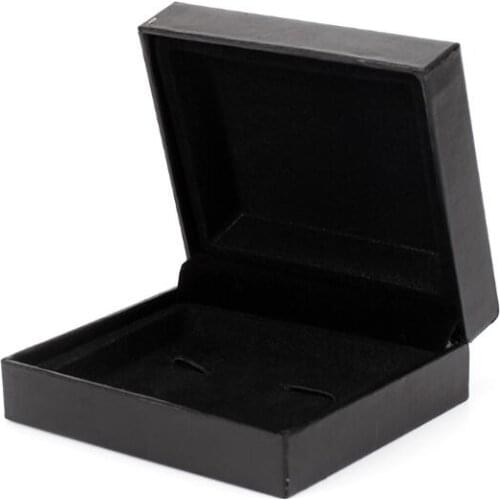 100pcs/lot Plastic Black Cufflinks Box 74x64x25mm Cuff Links Packing Storage Case Jewelry Boxes Wholesale