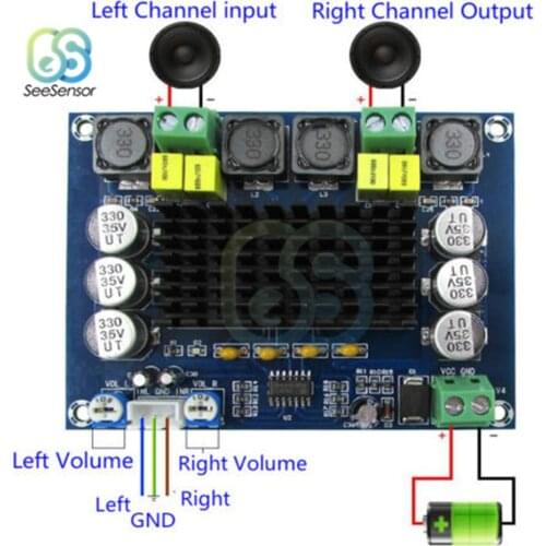 2*120W TPA3116D2 Dual-channel Stereo High Power Digital Audio Power Amplifier Board XH-M543 DC12-26V