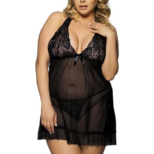 6XL Plus Size Sexy Lingerie Nightgowns Babydoll Nightdress Lace Sexy Underwear Porno See Through Sleepwear Hot Erotic Costumes