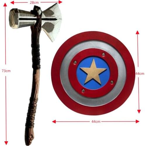 73cm 's Thunder Hammer Axe Toys Cosplay props Super hero Shield PU&Foam Kids Gift Safety Toy