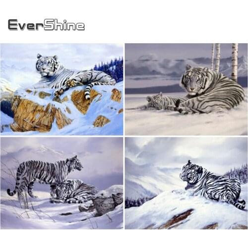 EverShine 5D DIY Diamond Painting Full Square Drill Tiger Diamond Embroidery Winter Animals Rhinestone Mosaic Cross Stitch Art