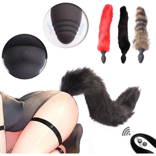 Wireless Remote Control Anal Plug Fox Tail Sex Toys Soft Sex Tail Butt Plug Erotic Anus Toys For Adult Tail Flirting Cosplay