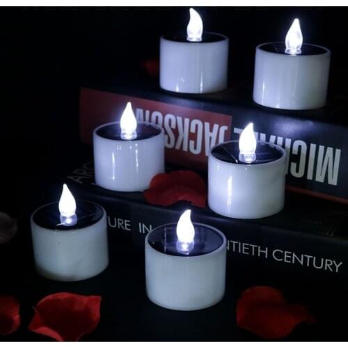 Flameless Solar Tealight Candles for Camping, Home, Window, Yard Decor in White