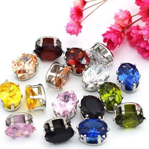 Free Shipping Artificial Fancy Oval Zircon With Silver Claw Garment Dress Crystal Rhinestones Decoration 6*8MM