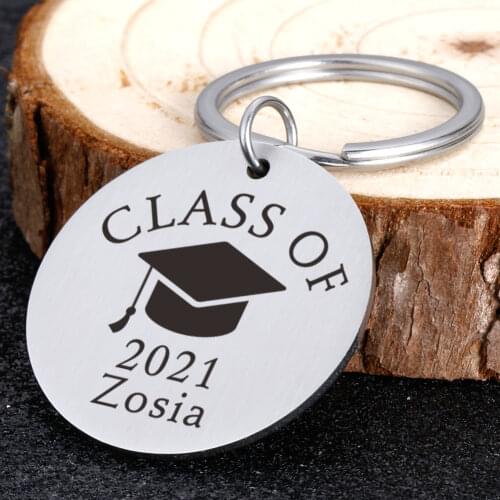 Graduate Gifts Keychain Personalized Customized Name Date Keychains Graduated Christmas Gift for Lovely Classmates Keyrings