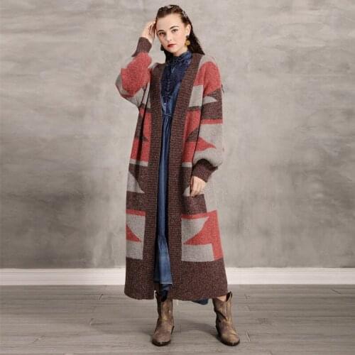 Brand Winter 2020 womens new long and medium sweater cardigans with retro loose warm coat coat 9291
