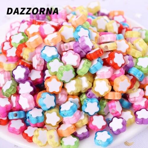 50-200Pcs Candy Color Acrylic Beads Star Flower Shape Acrylic Loose Spacer Beads with Holes for Diy Jewelry Making Accessories