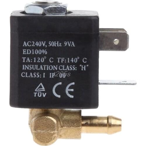 Cannula N/C AC 230V G1/8" Brass Steam Air Generator Water Solenoid Valve Coffee T25 Drop ship