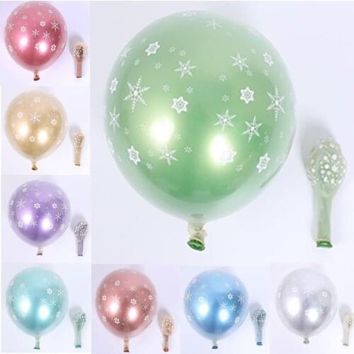 10 sets double layer latex balloons 12 inch transparent snowflake balloon metal balloon christmes 2021 new year home decorations