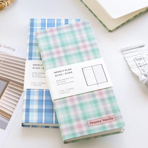 Weekly Diary Fabric Series Simple Plaid Handbook Notebook kawaii notebook