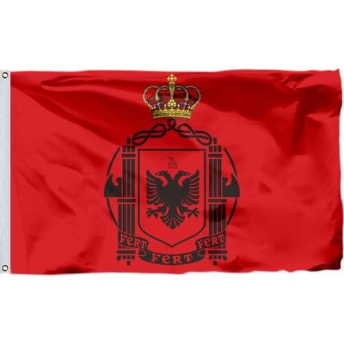 Albania Flag (1939 Crowned) 90x150cm 3x5ft 120g 100D Polyester Double Stitched High Quality Banner Ensign Free Shipping