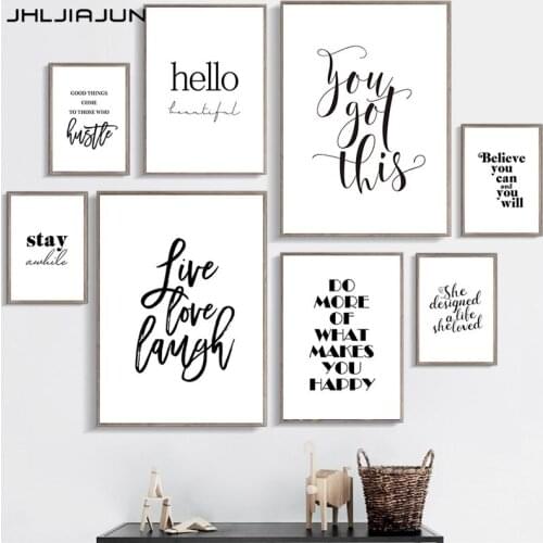JHLJIAJUN Inspiring Quotes Wall Art Canvas Painting Black White Wall Poster Prints For Living Room Modern Home Decor