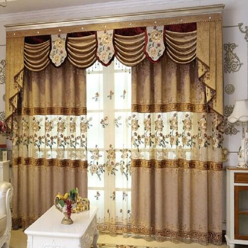 Chinese Style Curtains for Living Room Bedroom Light Luxury Peony Hollow Embroidery Curtain Tulle Finished Product Curtains
