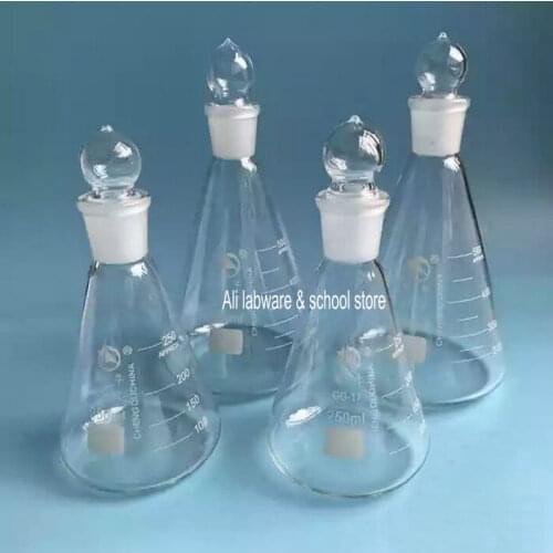 1PC 50ml to 1000ml Lab Borosilicate Glass Erlenmeyer Conical Flask with Ground-in Stopper