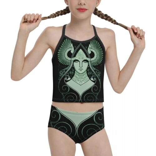 2021 Nordic Swimsuit for junior high school Girl Print Vikings T Shirt Vikings Bikini Wholesale Brand for Children Girl