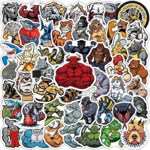 10/50PCS Fitness Fierce Animal Cool Stickers Motorcycle Laptop Luggage Waterproof Graffiti Sticker Decal Kid Classic Toys