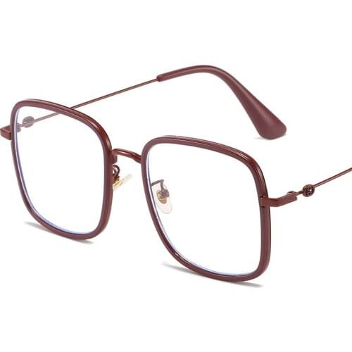 Computer Gaming Glasses Women Metal Thick Spectacle Frame Anti Blue Light Square Goggles Clear Lens Protection Eyeglasses Unisex