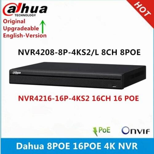 Original Dahua NVR4208-8P-4KS2 8ch with 8 PoE ports NVR4216-16P-4KS2 16ch with 16 PoE ports 4K NVR 1U Network Video Recorder