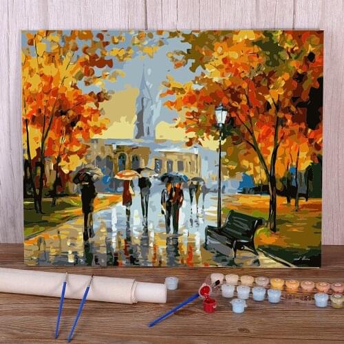 Landscape DIY Paint By Numbers Package Oil Paints 50*70 Boards By Numbers Wall Paintings For Wholesale