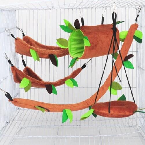 Hamster Leaf Hook Hammock Chinchilla Ferrets Double-layer Breathable Mesh Hanging Bed Nest Small Pet Comfort Cool Bed Dropship