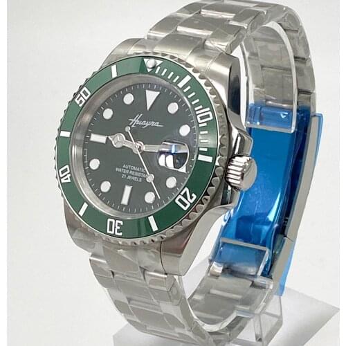 Luxury sapphire glass 40mm green Dial Mens watch ceramic circle automatic movement blue luminous watch