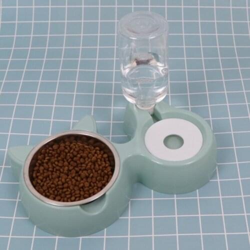 Dog Cat Food Double Bowls Auto Water Dispenser Bottle Drinking Dishes Kitten Puppy Pet Feeder for Small Large Dogs Pet Product