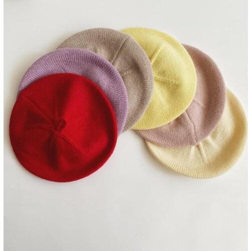 Fashion Knit Beret Multicolor Children Baby Hats Autumn Winter Styling Accessories Hipster Painter Hat For Girls Kids Bonnet