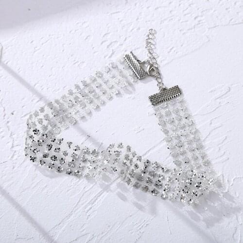 Bling Starry Plastic Golden Silver Plated Tulle Choker Collarbone Necklace For Girls Women Jewelry