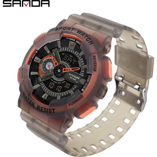SNADA New Mens Watch Sports Electronic Clock Womens Fashion Fluorescent Dual Display Digital Waterproof Quartz Watches 3029
