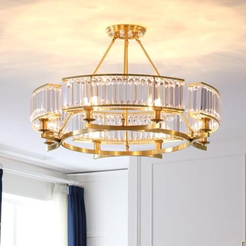 All copper modern light luxury chandelier dining room lamp home bedroom lighting atmospheric crystal living room lamps