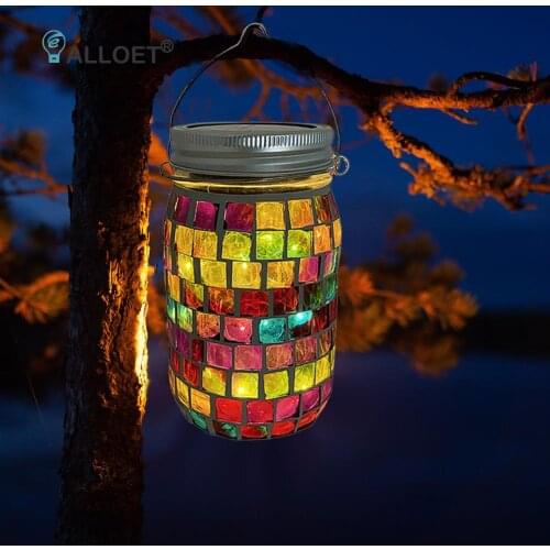 LED Solar Lamps Cracked Glass Night Light Outdoor Indoor Hanging Mason Jar Light LED Solar Crack Glass Lamp Home Garden Decor