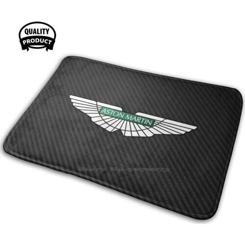 Aston Logo On Carbon Background Comfortable Door Mat Rug Carpet Cushion Formula Retro Circuit Williams Senna Radically Hero
