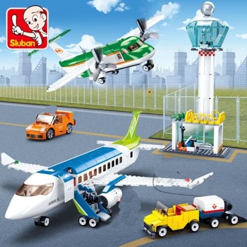 High-tech Passenger Plane Aviation Cargo Airport Airplane Model Building Blocks Figures Assemble Bricks Education Toys for Kids
