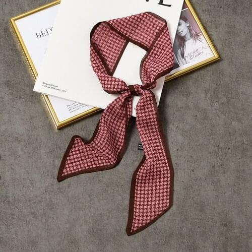 Summer Women Silky Head Bandana Decorated Neckwear Organza Skinny Scarf Choker Bag Handle Deocoration