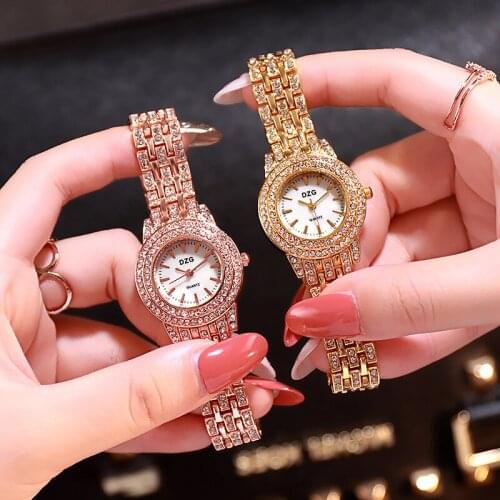 Women watches New Exquisite Gold Tricolor Quartz Watch Fashion Casual Set Steel Band Watch Rhinestone Alloy Watch Ladies Watch