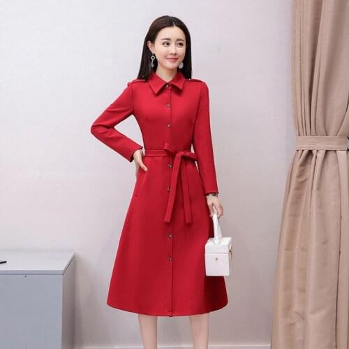 Elegant Party Dress Women 2019 Autumn New Office Work Dresses Black Purple Red Green Long Sleeve Slim Ladies Shirt Dress