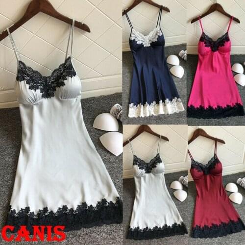 Women Sexy Silk Satin Lace Sleepwear Babydoll Lingerie Nightdress Sleepwear Set New Nightgowns Sleepwear Nightdress Sleepdress