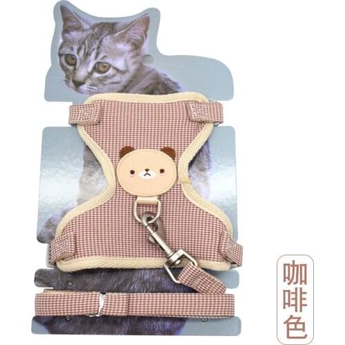 Pet Vest Traction Rope Cartoon Bear Chest Strap Dog Chain Walking The Dog Rope Small Medium Sized Dogs Cat Accessories