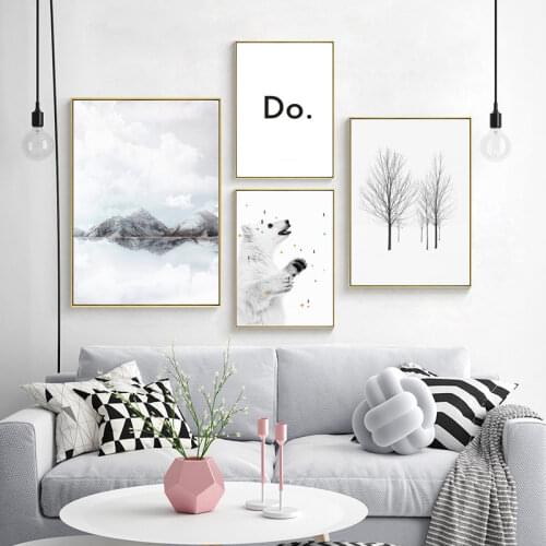 Winter Landscape Picture Home Wall Decor Nordic Canvas Painting Wall Art Scenery Print and Poster for Living Room Painting