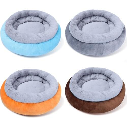 Winter Warm Sleeping Bag Puppy Soft Plush Dog Bed Round Shape Sleeping Mat Kennel Cat Puppy Winter Warm Cushion