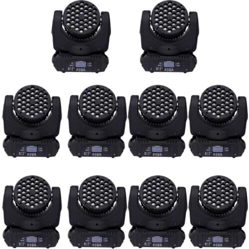10pcs/lot)36x3W RGBW CREE LED beam moving head light RGBW mixing color dj moving head Stage Light With DMX 11/15 Channels