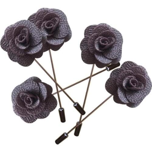 100Pcs Gray Handmade Guest Boutonniere Pins Silk Rose Artificial Flowers Groomsman Best Men Women Brooch Corsage Wedding Flower