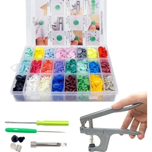 120/360 Sets Plastic Snap Buttons 12.4mm No-Sew T5 Snaps with Organizer Storage Case for Bibs Diapers Crafts DIY Family Tailor