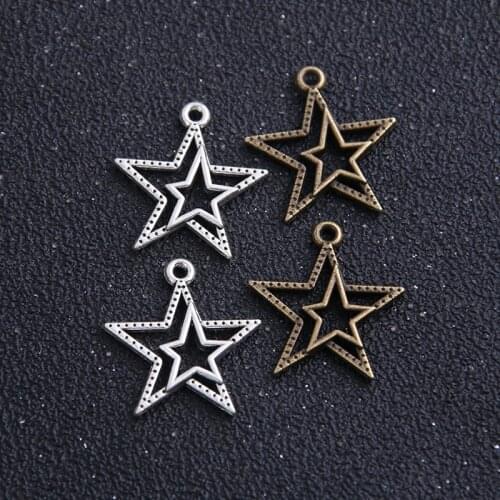 14pcs 21*23mmVintage Metal Zinc Alloy Pentagram Charms Star Pendant Charms For DIY Jewelry Making Wholesale